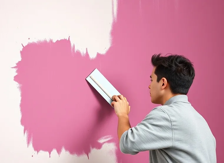 Application d'un enduit décoratif à la lisseuse sur un mur